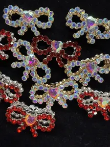 (316-317) 5PCS Bow Charms | Beaded Rhinestone DIY Jewelry Accessories