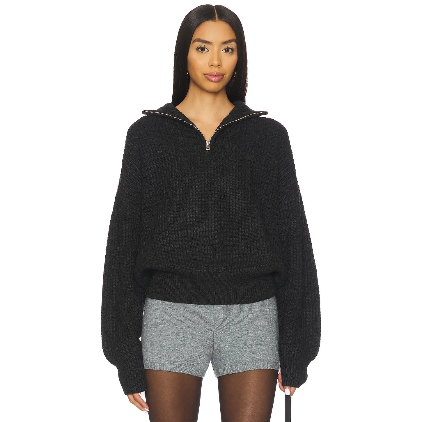 Lovers and Friends Shivani Zip Sweater in Charcoal Grey