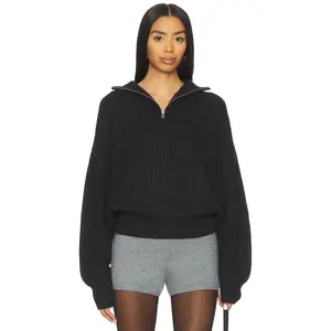 Lovers and Friends Shivani Zip Sweater in Charcoal Grey