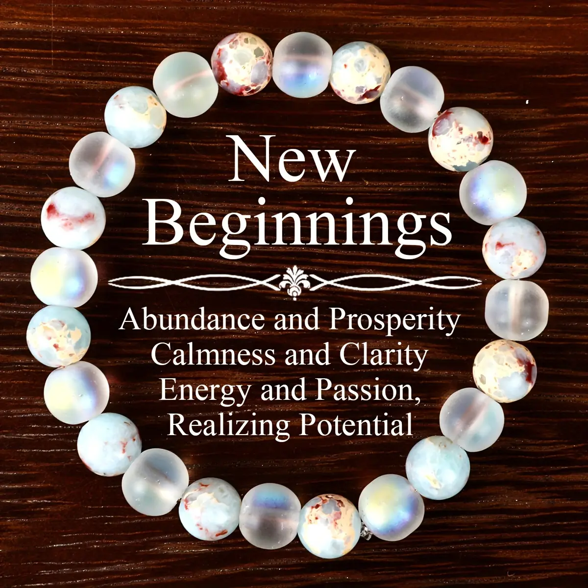 Genuine Healing Aura Quartz & Natural Sea Sediment Bead Bracelet - Non-Natural Crystal Jewelry for Adults, Energy Balancing, Prosperity, Everyday & Daily Wear, Calm, Clarity, Peace, Quartz Sediment, Unisex, Healing Non-Natural Crystal Bracelets & Anklets