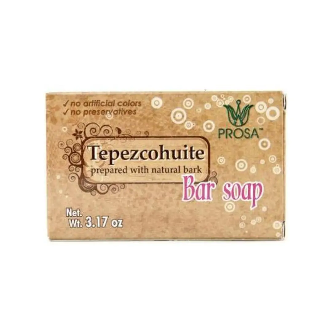 PROSA Tepezcohuite Glycerin Bar Soap, All-Natural Antimicrobial Bar-Shaped Boxed Soap, 90g Daily Care for Sensitive Skin Regeneration & Radiant Skin, All-Natural Soaps, Antimicrobial Soaps