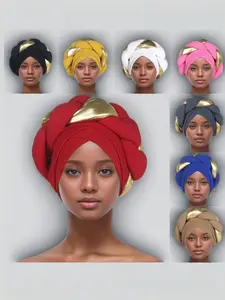 Cross-border African Muslim Casual Fashion Color Matching Twist Headscarf Hat Forehead Cross Thick Braid Women's Pullover Turban Hijab