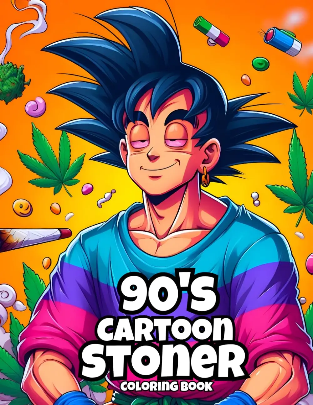 90s Cartoon Stoner Coloring Book - 50 Retro Cartoon Coloring Pages with Psychedelic Fun for Adults - Paperback - August 25, 2024