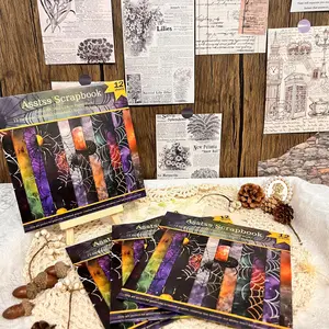 Scrapbooking Paper Pad, 12 Sheets/pack Retro Spider Web Scrapbooking Paper Pad, Cardstock for Journaling, Collage Art, Greeting Cards