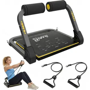 Ab Machine for  Gym, Foldable Sit Up Trainer with Resistance Bands & Rebound Assist, No Assembly Core Workout Equipment for Beginners, 330 LBS Capacity