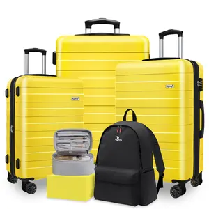 KEYTANG Zebra Luggage Sets 5 Piece,Lightweight Hardside Business Travel Suitcase Set with TSA Lock,Bonus Travel Backpack & Makeup Bag