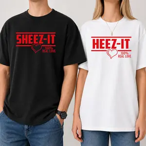 [100% Cotton] Sheez-It Heez-It Matching Couple T-Shirt, Funny 100% Real Love Graphic Tee Set, Cute Relationship Shirt For Boyfriend Girlfriend, Sheez-It Heez-It Couple Tee, Valentine Gift For Couples
