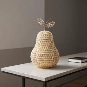 360 Stand 18 in. Gold Crystal-Iron Tabletop Sculpture - Modern Handmade Craft Christmas Accessory, Home Decor Gift for Room