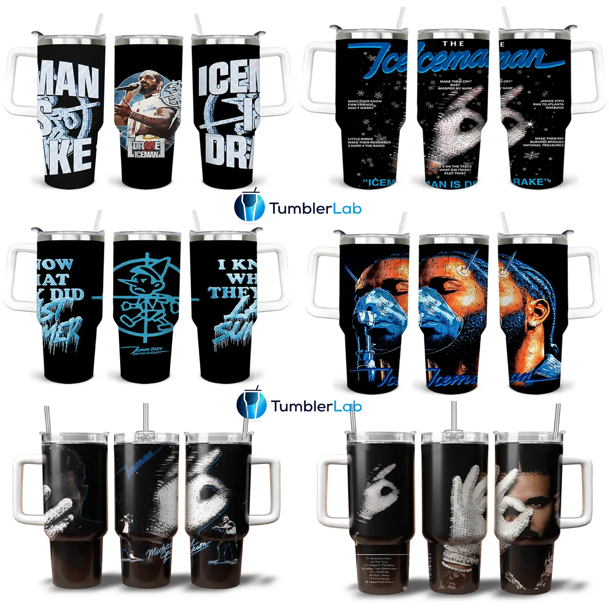 COLLECTION Drake Iceman 2026 40oz Tumbler – OVO Inspired Stainless Steel Travel Mug Set, Hip Hop Album Aesthetic Cup, Drizzy Rap Merch Insulated Tumbler for Drake Fans, Rap Fan Gift for Her, Stainless Steel Travel Mug