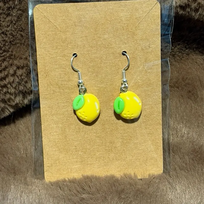 Lemon Earrings - Bright Yellow and Green Design, Perfect for Casual Wear, Lightweight and Comfortable, Ideal for Everyday Use
