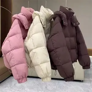 Women’s cotton-padded down jacket, new for autumn/winter 2025, Korean-style parka with short bread design, hooded outerwear, casual long sleeves