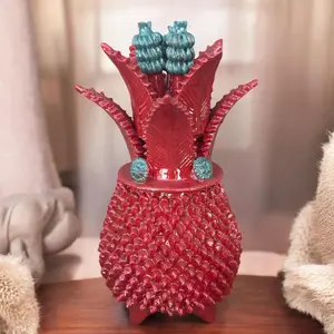 Mexican pottery, Pineapple decor, Mexican decoration, Pineapple sculpture, Glazed clay pineapple, Pottery from Michoacan