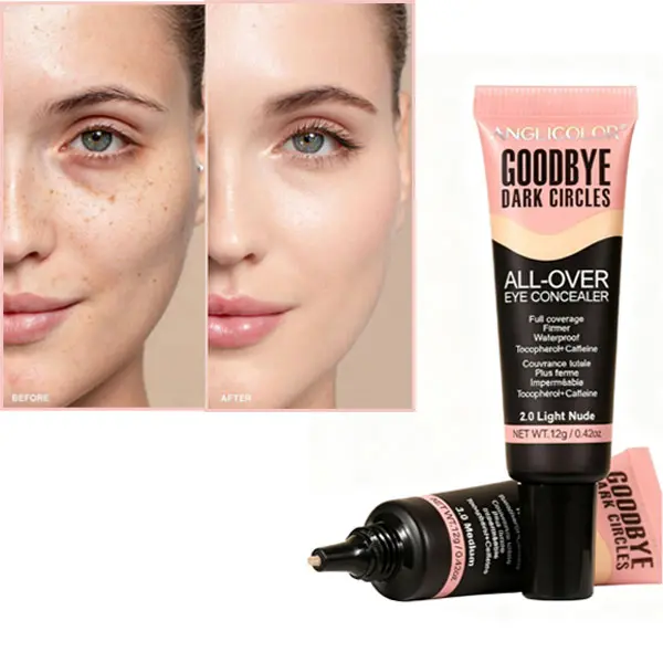 Dark Circles Liquid Concealer - Caffeine & Hyaluronic Acid Makeup, Firming Waterproof Coverage, Lightweight Brightening Fluid for Youthful Look, Evens Uneven Skin Tone, Smooths Fine Lines, Crease-Resistant Smudgeproof All-Day Wear