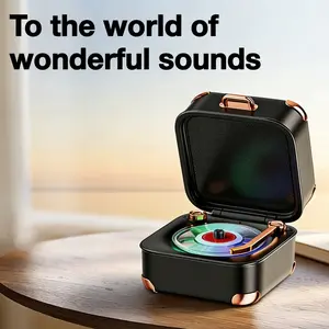 Vintage Suitcase Design Bluetooth Speaker with Retro Gramophone Style, Swing-Arm Switch for On/Off Experience, 360° Stereo Sound, 3 Play Modes (Bluetooth/TF/AUX), Hands-Free Calling, Multifunctional Portable Speaker for Home & Travel Wireless Speakers