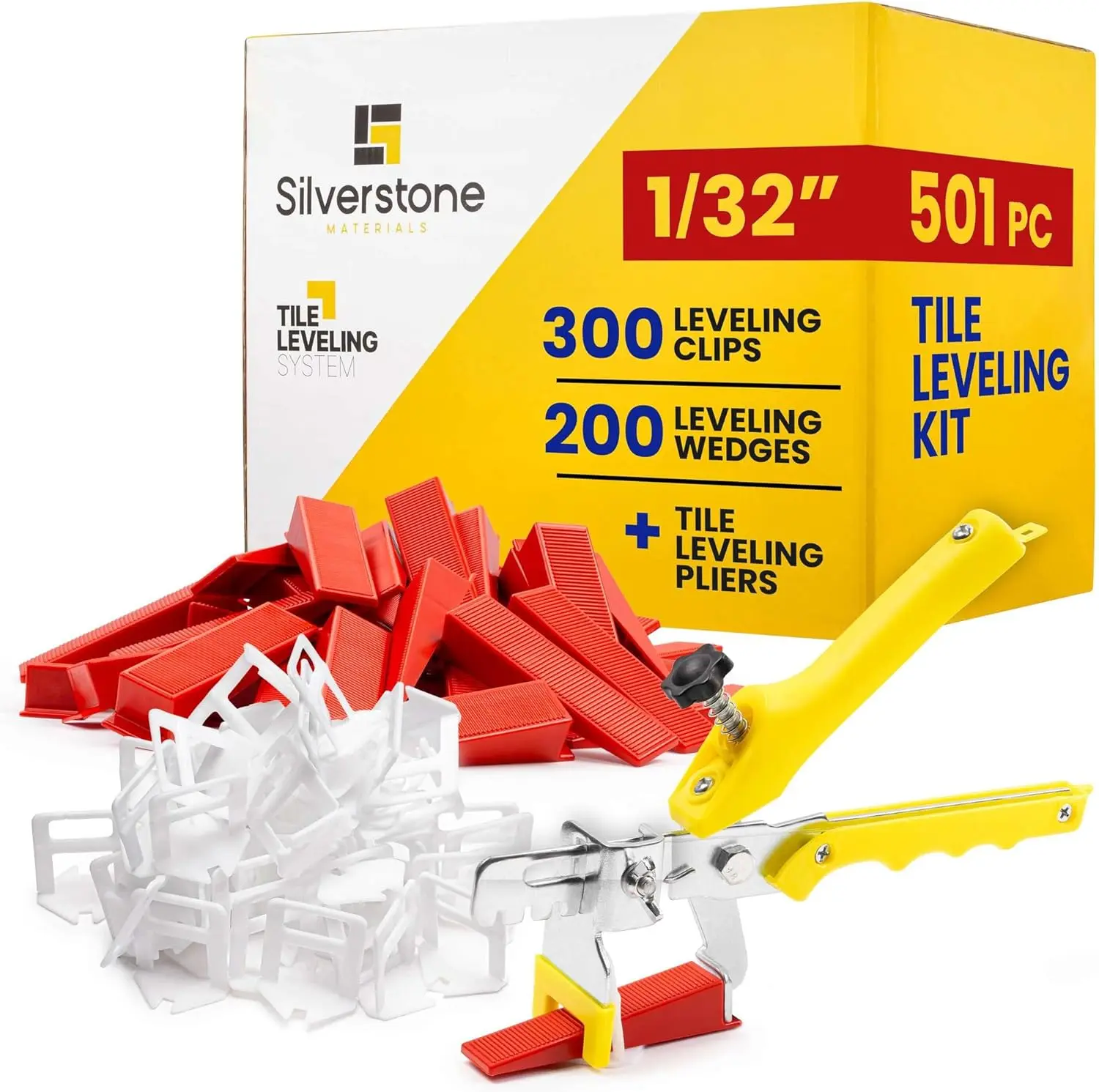 Tile Leveling Kit (501 Pcs) – Includes 1/32" (1mm) Spacers, Wedges & Clips for Accurate Ceramic Tile Installation – Save Time with Professional-Grade Leveler Tool (Pliers)