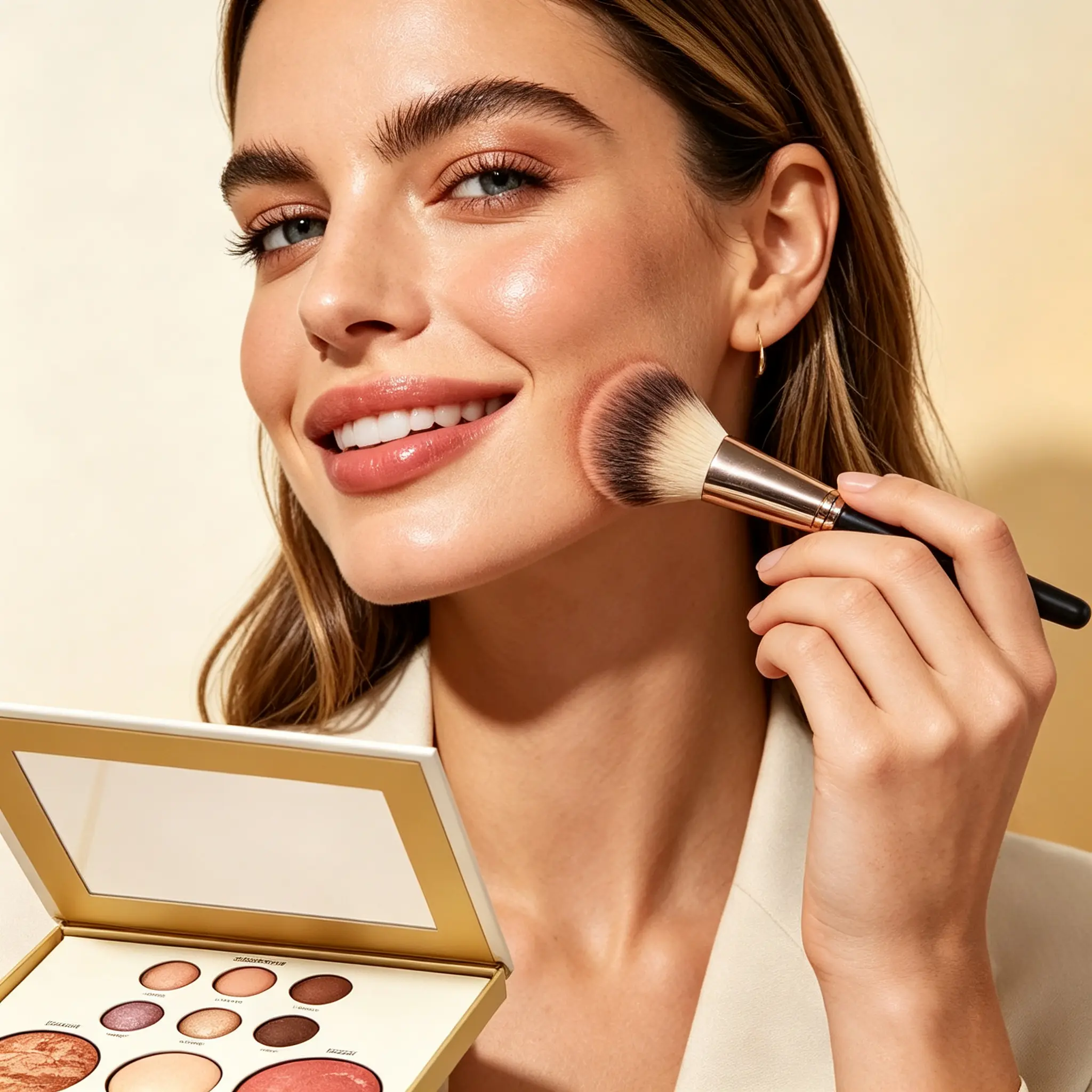 Multifunctional Marble Baked 6-Shade All-In-1 Makeup Palette - Eyeshadow, Bronzer, Highlighter, Blush, Buildable Pigment, Built-In Mirror, Travel-Friendly for Daily & Evening Makeup