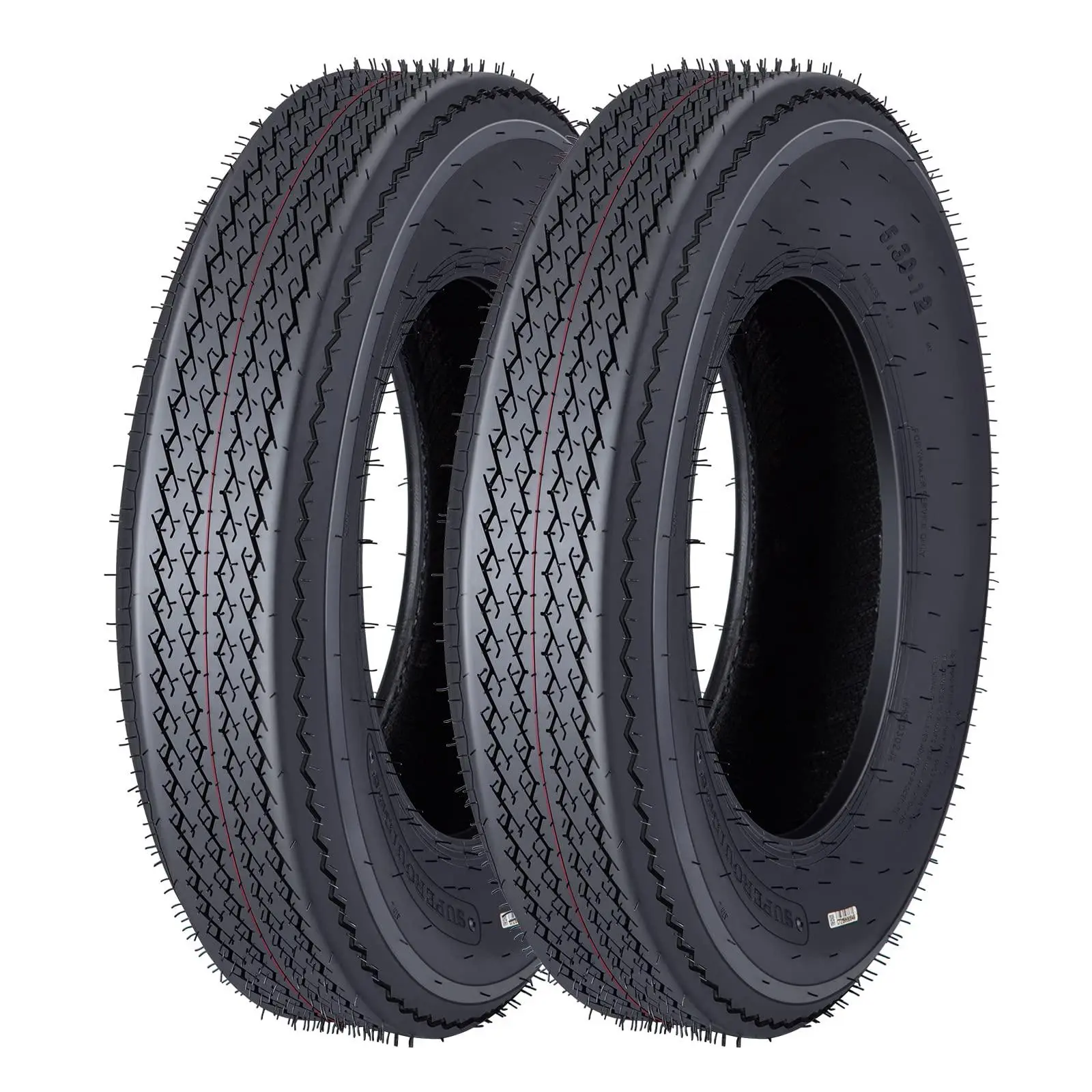 Gaomon 2-Pack 5.30-12 6PR 6 Ply Load Range C Trailer Tires, 80 Load Index, 135 mm, 3.19 in, 80 psi, 475 lbs Capacity, Fuel-Saving Design for Camper, Cargo Outdoor Use