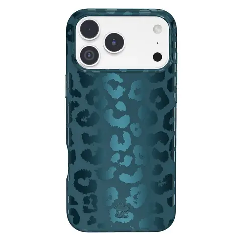 Velvet Caviar Metallic Navy Leopard Smartphone Case - Cute Shockproof Drop Protector, TPU & Polycarbonate Cover, Wireless-Compatible Phone Accessory for iPhone 15, 15 Pro, 16, 17, 18 & More Models