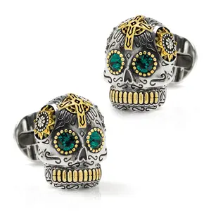 Sterling Silver with 18K Gold Vermeil Day of the Dead Skull Cufflinks