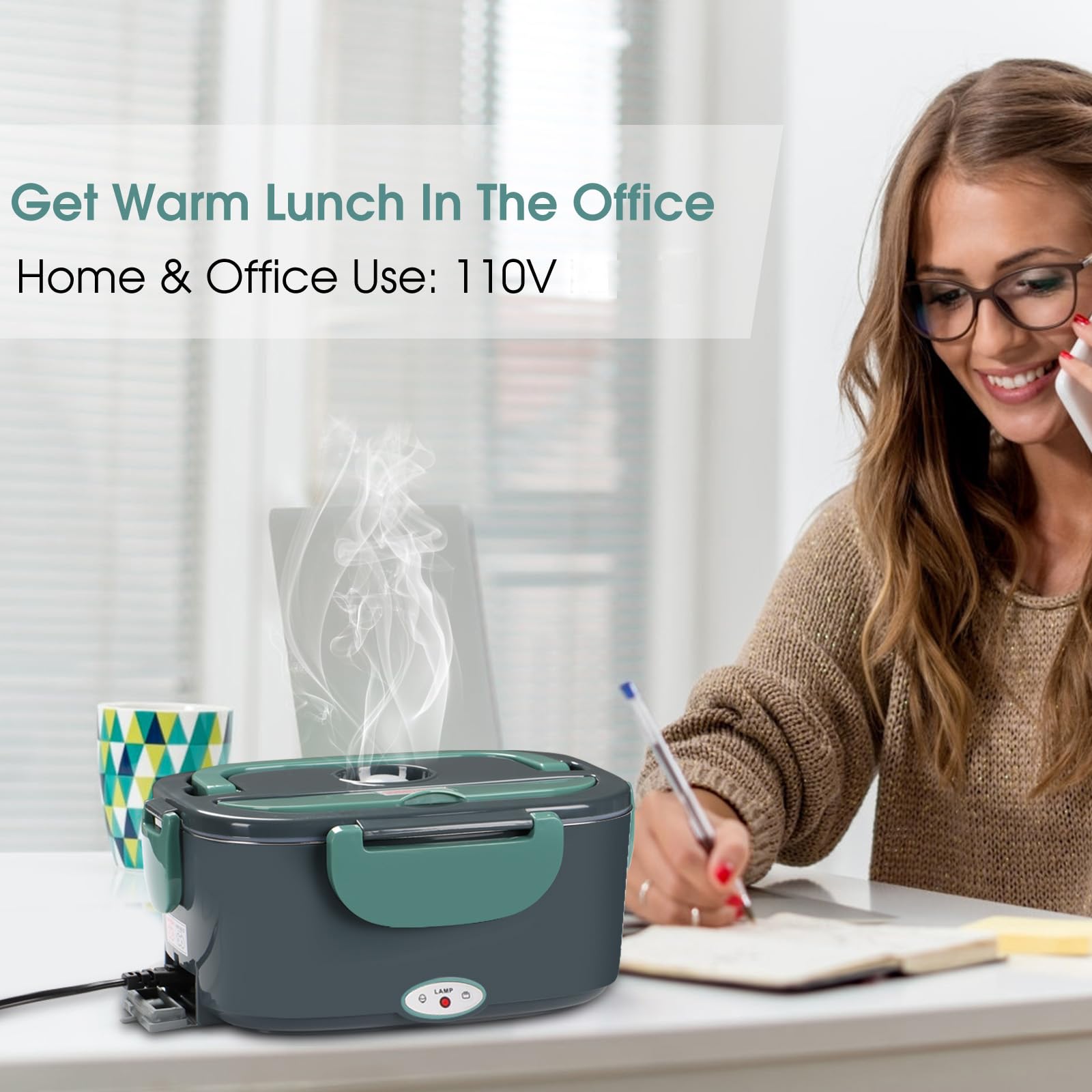 2 in 1 Electric Lunch Box for Adults, 60W Heated Lunch Box Portable Food Warmer Lunch Box for Work/Men/Car/Truck with 1.5L 304 Stainless Steel Container Fork & Spoon, 110V/12V/24V 2 in 1 Electric Lunch Box for Adults, 60W Heated Lunch Box Portable Food Warmer Lunch Box for Work/Men/Car/Truck with 1.5L 304 Stainless Steel Container Fork & Spoon, 110V/12V/24V