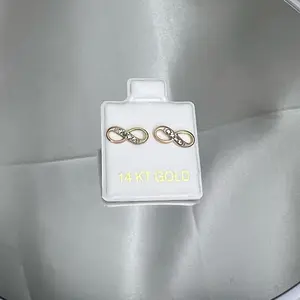 14k Gold Earrings Infinity Design with Tri Gold Colors Accented with Small Stones 14 KT GOLD