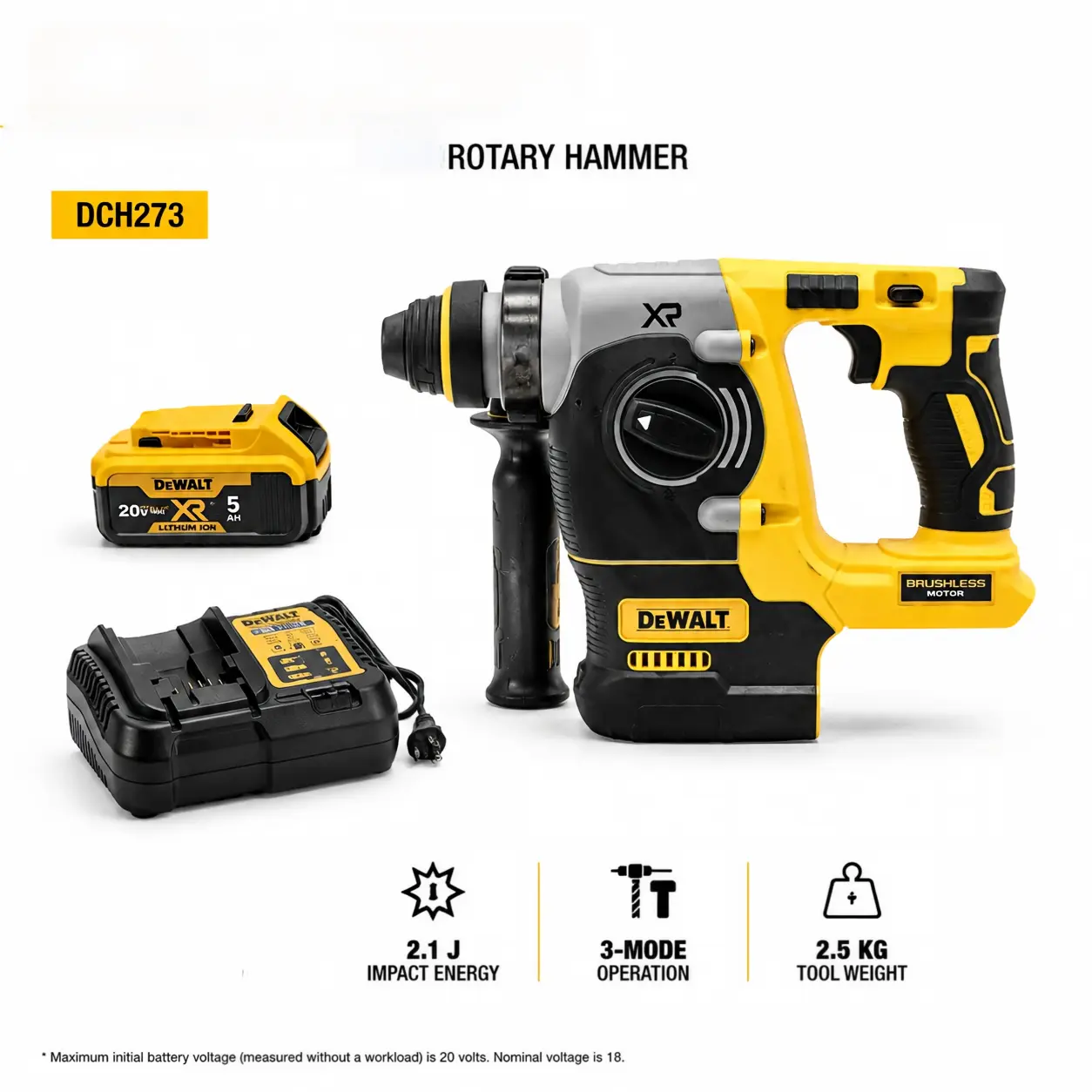 DEWALT DCH273 Rotary Hammer | 26mm Drilling Capacity | 3600 BPM Impact | Heavy-Duty Construction Tool For Core Drilling square drive industrial work outdoor survival rapid charger high torque impact wrench lug nut remover diy home improvement homedecor ho