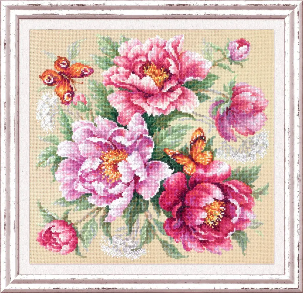 Flower Magic. Peonies Counted Cross Stitch Kit by Magic Needle 140-001