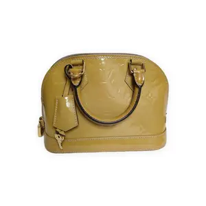 Pre-owned Louis Vuitton Monogram Vernis patent leather Top Handle Bags Alma BB Mustard yellow Very Good S014260416017