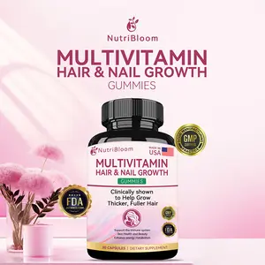 NutriBloom Hair & Nail Growth Gummies | Daily Beauty Multivitamin with 5000mcg Biotin | Made in USA