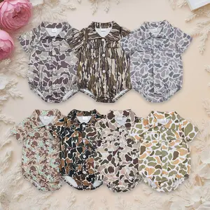 Teen Sibling Baby Boy Southern Camo Button Pockets Hunting Rompers Boys Clothing Bodysuit