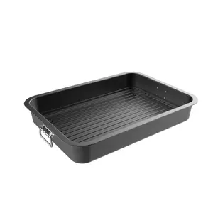 Nonstick Oven Roasting Pan with Flat Rack and Tray Bakeware Baked