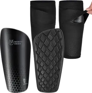 Northdeer Soccer Shin Guards for Kids Adults. Sleeves with Optimized Insert Pocket - Protective Soccer for Boys Girls Men - Knee Protection