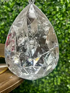 6 Inch Silver Acrylic Rain Drop Diamond Ornament