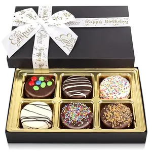 Chocolate Cookies Birthday Gift Basket for Men and Women - Gourmet Happy Birthday treats for Food Gifts, Chocolate Gift Box by Empire Delights, 6 Count