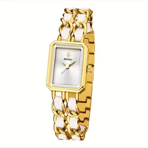Elegant Square Wrist Watch for Women - Analog-Digital Quartz Movement, Water-Resistant, Zinc Alloy Case & Band, Electronic Drive with Non-rechargeable Battery,