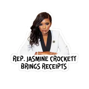 Rep Jasmine Crockett Sticker - Jasmine Crockett Brings Receipts - Political Satire - Feminist Decals - Activist Merch