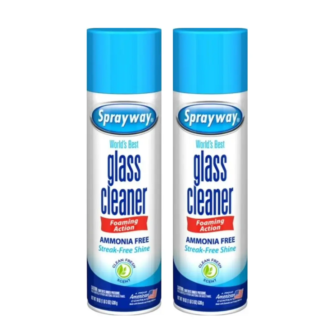 Sprayway Scented Household Glass Cleaner, 2-Pack 19oz Ammonia-Free Foaming Spray, Streak-Free Shine, Heavy-Duty Foam Action, No Drips or Rinsing, For Windows & Mirrors, Removes Dirt, Grease, Grime