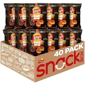 Lay's Barbecue Flavored Potato Chips 1 oz Bags 40 Pack Crunchy Snack Perfect for Lunches Parties and Gatherings No Artificial Flavors