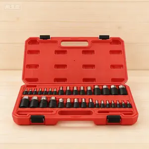 32-Piece Impact Bit Socket Set, SAE and Metric Allen Sockets for 1/4" 3/8" 1/2" Drives, S2 Alloy Steel and CR-V Construction, Professional Grade Socket Set with Durable Bit Sockets