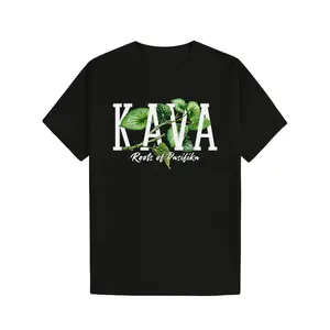 Men's Pasifika Kava Roots T-Shirt - Soft Cotton, Comfortable Round Neck, Micronesian Melanesian Polynesian Graphic, Black with Green Leaf Design, Casual Wear