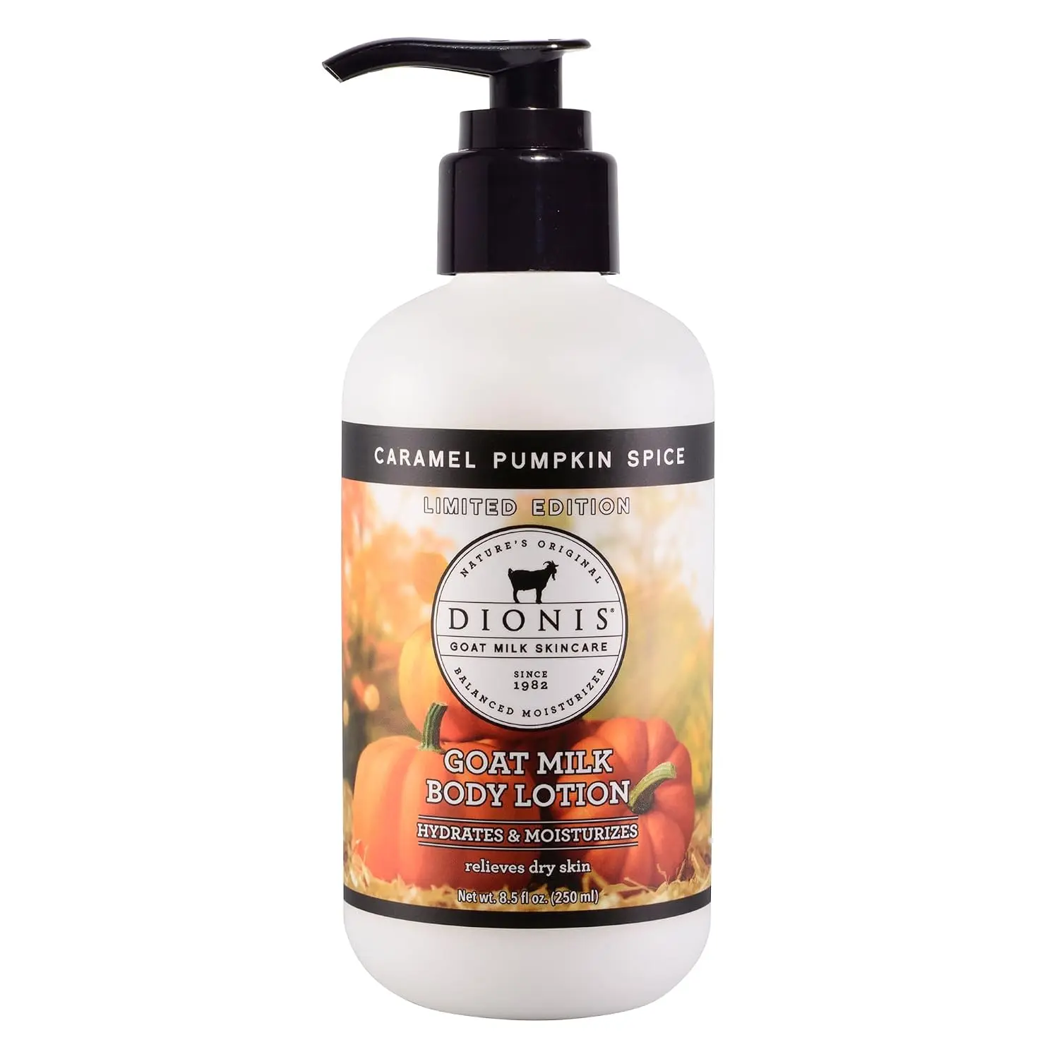 Dionis Goat Milk Body Lotion - Caramel Pumpkin Spice Scent, 8.5 oz Pump - Moisturizing for Dry, Sensitive Skin - Lightweight, Non-Greasy Formula