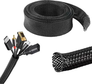 Premium Protection 10ft 1/2 inch Cord Protector Wire Loom Tubing Cable Sleeve Split Sleeving for USB Cable Power Cord Audio Video Cable Black Expands Flexible Easy Install Cat Chew Defense