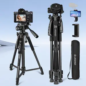 UEGOGO 60 Inch Mobile Phone Aluminum Tripod, 360 Degree Panoramic Rotation, Free Rotation Clip, Compatible with Mobile Phone/ Projector/ Action Camera, Perfect for Selfie And Video Retractable Stand Suitable for Live Streaming, Selfie, Fishing