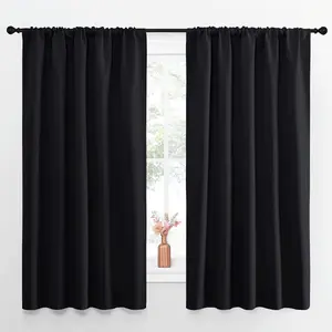 NICETOWN Black Out Window Curtains - Solid Home Decor Thermal Insulated Blackout Drapes/Draperies for Bedroom, Privacy Assured Window Treatment (2 Panels, 52 inches Wide by 63 inches Long)