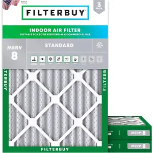 Filterbuy 18x24x2 Air Filter (3-Pack), Pleated MERV 8 Dust Defense HVAC AC Furnace Air Filters (Actual Size: 17.38 x 23.38 x 1.75 Inches)