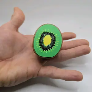 3D Printed Kiwi Slice Clicky Fidget Button - Stress Relief Toy with Tactile Button and Unique Design