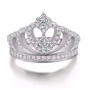 Classic micro-encrusted zircon crown ring