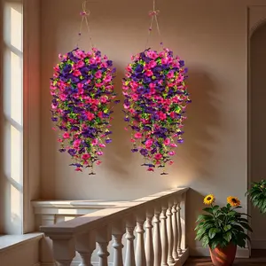 Realistic Artificial Hanging Vine Flowers, Fake Hanging Plants, Decorative Flowers, UV Resistant Dual Color, All-Season Decor for Home & Garden, Perfect for Holidays