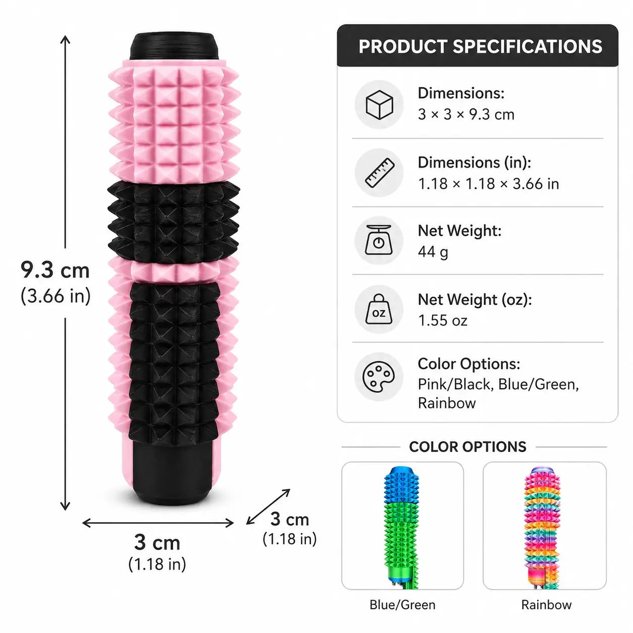 Spiky Sensory Fidget Toy for ADHD,SH, Pain Stimulator with Clicker, Spinner, Slider, Roller, Spiky Grip, 5-In-1 Stress Relief, Portable Keychain,For Teens (9+)and Adults