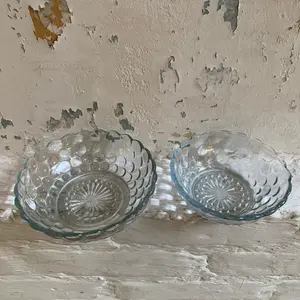 Blue tint bulb bowls set of two
